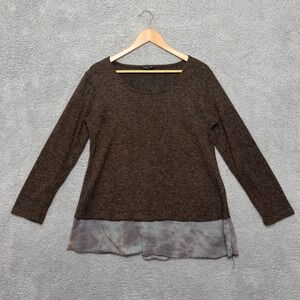 Yak n Yeti Tunic Top Women L Nepal Brown Long Sleeve Layered Tie Dye Boho Artsy